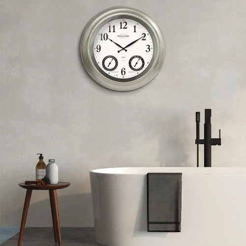Vista 8 de Presentime & Co Jameson Reloj iluminado para interior/exterior de 24 pulgadas, casa de campo moderna, autoiluminado, impermeable, estación