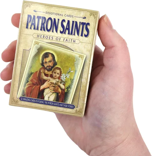 Vista 4 de Needzo Juego de tarjetas devocionales de Patrones Santos, baraja de tarjetas de aprendizaje de Learn The Saints, gran herramienta de aprendizaje