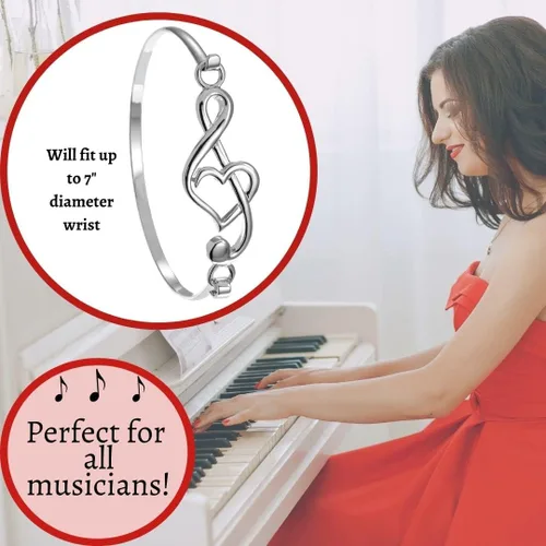 Vista 4 de Pulsera musical Regalo para músicos Joyas musicales para mujer, Metal