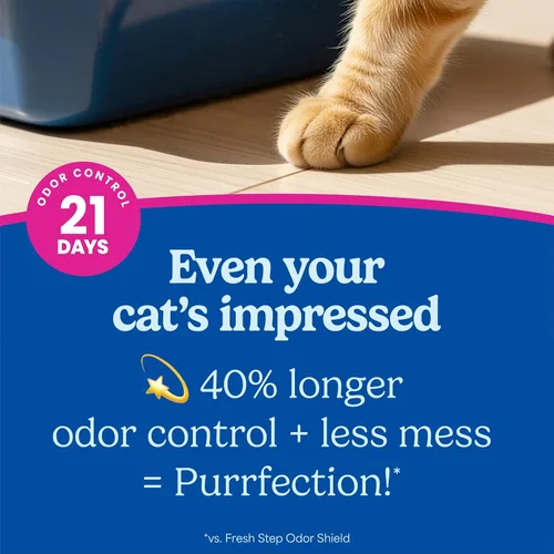 Vista 3 de Fresh Step Clean Paws Arena para gatos con frescura Febreze, Arena aglomerante avanzada para múltiples gatos con bajo seguimiento, 37 libras
