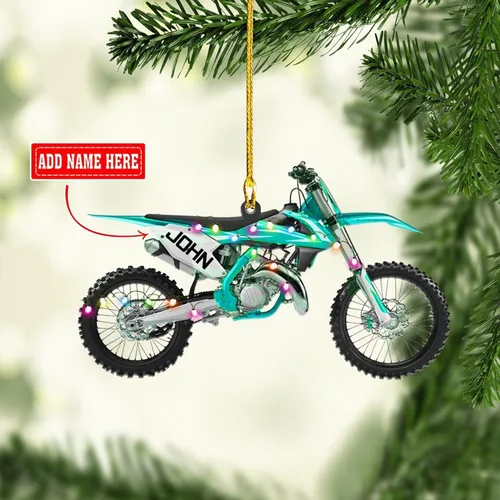 Vista 3 de NAZENTI Adorno personalizado de motocicleta, adornos personalizados de moto de cross para árbol de Navidad, adornos de Navidad de motocross, regalos