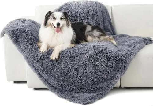 Vista 25 de Bedsure Mantas impermeables para perros grandes, piel sintética esponjosa, 50 x 60 pulgadas Plush Fuzzy Reversible Pet Blankets for Couch and Dog