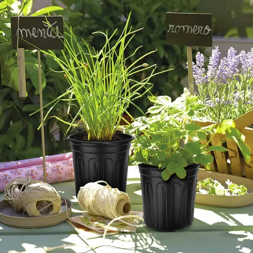 Vista 6 de RAOOKIF - Macetas de 1 galón para plantas, macetas de vivero flexibles de 1/2/3/5 galones con drenaje, macetas de plástico de 1 galón para plantas