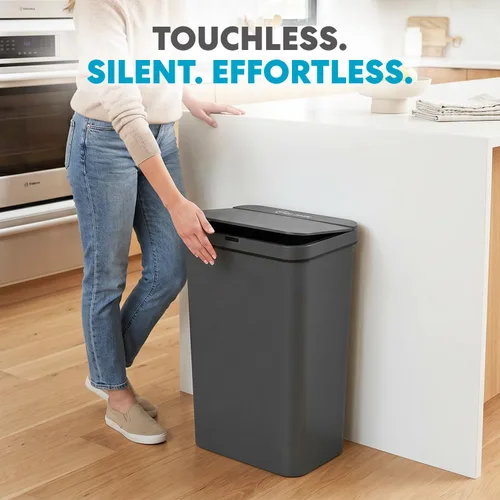 Vista 2 de SIMPLI-Magic Cubo de basura rectangular con sensor de cocina de 13.2 galones / 50 litros, cubo de basura automático sin contacto con tapa de cierre