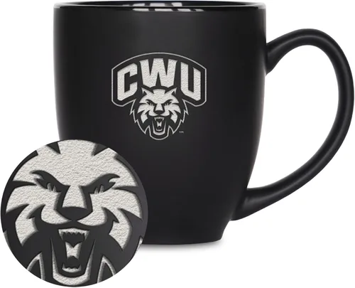 Vista 346 de Rico Industries - Taza de cerámica mate negra con grabado láser estándar de 15oz para NCAA (escuelas T & U) - Para bebidas calientes o frías