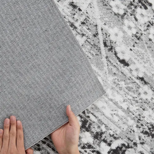 Vista 5 de Auemtyn Alfombra de área de 8 x 10 pies para sala de estar, alfombra lavable con parte trasera antideslizante, alfombra de pelo bajo para gris