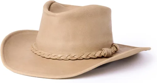 Vista 8 de Minnetonka Sombrero Outback - Cuero envejecido con ala de alambre de acero Negro