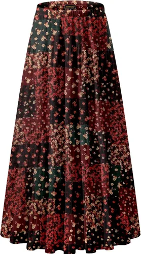 Vista 24 de NASHALYLY - Faldas largas de gasa, acampanadas, plisadas, con cintura alta y elástica para mujer Albaricoque Rosa Floral