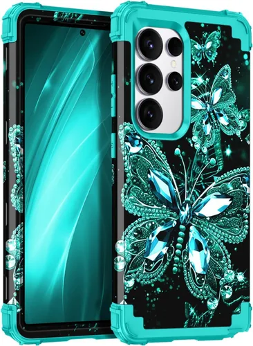 Vista 35 de Miqala Funda para Galaxy S21 FE 5G, brilla en la oscuridad, tres capas, resistente, protección a prueba de golpes, parachoques de plástico