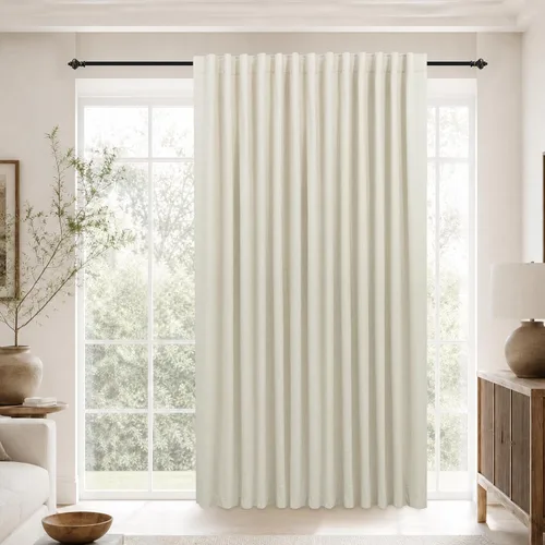 Vista 111 de KOUFALL Cortinas opacas de lino de 24 pulgadas de largo, cortinas térmicas cortas para oscurecer la habitación, cortina de baño para cocina sobre