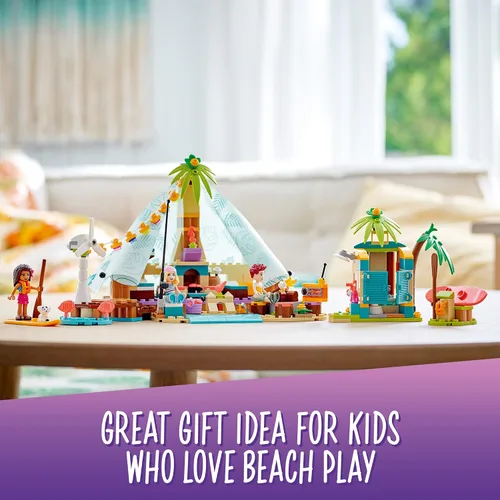 Vista 6 de LEGO Friends Beach Glamping 41700 Kit de construcción; regalo creativo para niños de 6 años en adelante que aman los juguetes de la naturaleza