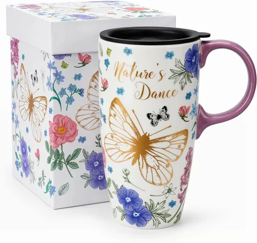 Vista 16 de Topadorn Taza de Cerámica de Porcelana Taza de Café The Great Wave Taza de Café con Caja de Regalo, 13 oz.