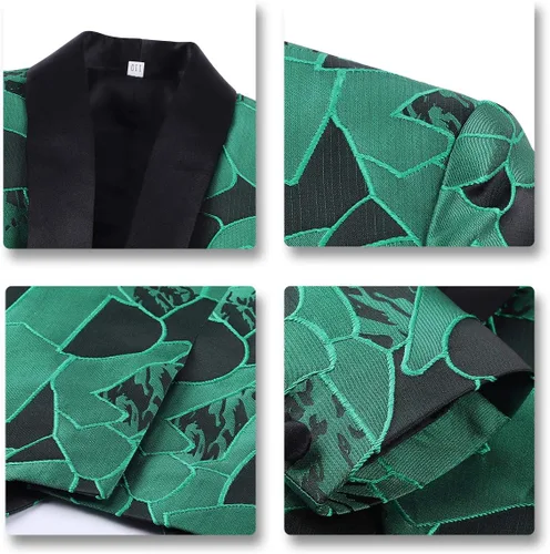 Vista 7 de SWOTGdoby Boys Tuxedo Suit Formal Jacquard Dress 3 Pieces Blazer Vest Pants