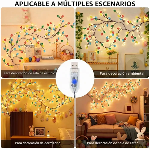 Vista 6 de 4FT 48LED USB Huevo de Pascua Rama Luces para decoración de pared, caja de 1 huevo de Pascua 48 LED