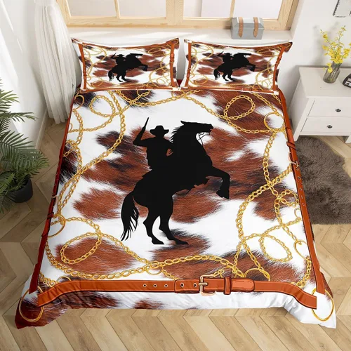 Vista 7 de Manfei Juego de funda de edredón de aventura, tamaño individual, funda de edredón rústica con 1 funda de almohada, juego de ropa de cama de retazos