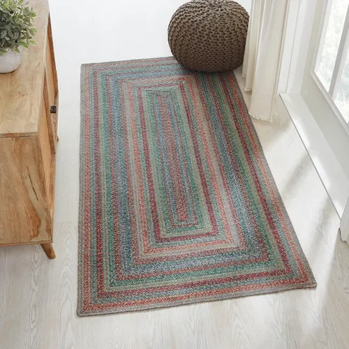 Vista 8 de VHC Brands Alfombra de yute multi medio círculo con almohadilla 19.5x36