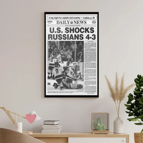Vista 7 de FOLIUMK 1980 - Póster olímpico de milagro de hockey sobre hielo, hace la portada del periódico y crea un milagro en el icastílo, 12 x 18 pulgadas
