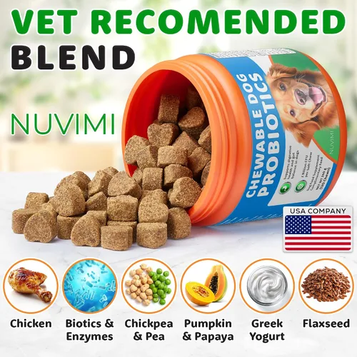 Vista 4 de Probióticos para perros – 120 masticables – Ayuda a apoyar la salud intestinal del perro – Suplemento probiótico masticable con sabor a pollo