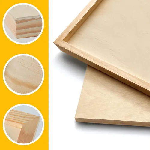 Vista 5 de Falling in Art Paquete de 2 paneles de lienzo de madera sin terminar, kit de paneles de madera de abedul de galería de 4 x 12 pulgadas, tablas