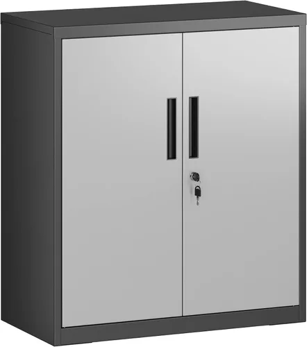 Vista 10 de SONGMICS Gabinete de Garaje, Gabinete de Almacenamiento de Metal con Puertas y Estantes, para Oficina en Casa, Garaje y Cuarto de Servicio, Negro