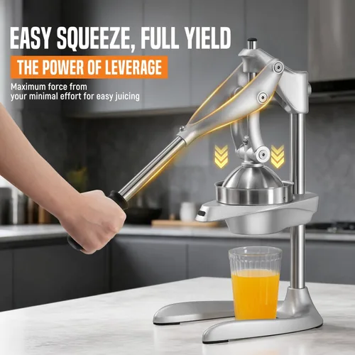 Vista 3 de Exprimidor manual, exprimidor de naranja de acero inoxidable AMOHEE para cítricos, limón, granada, fácil de usar y limpiar, prensa de mano