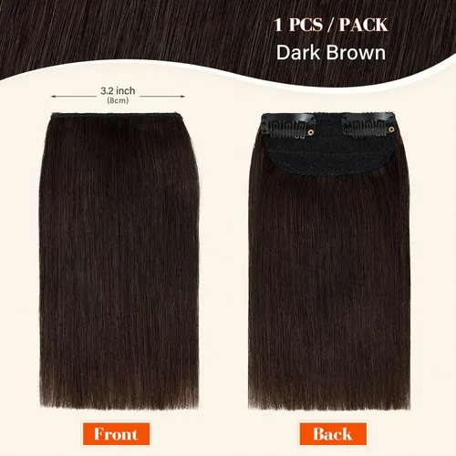 Vista 2 de S-noilite Extensiones de cabello corto con broches, 100% cabello humano real, 2 clips, extensiones con clip para mujeres con cabello delgado, añade