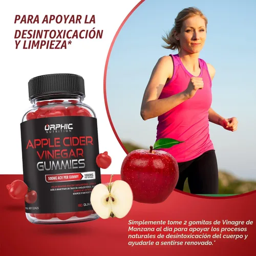 Vista 5 de ORPHIC NUTRITION Gomitas de vinagre de sidra de manzana 1000 mg ACV