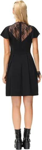 Vista 3 de Scarlet Darkness Vestido de fiesta vintage con escote de encaje negro para mujer