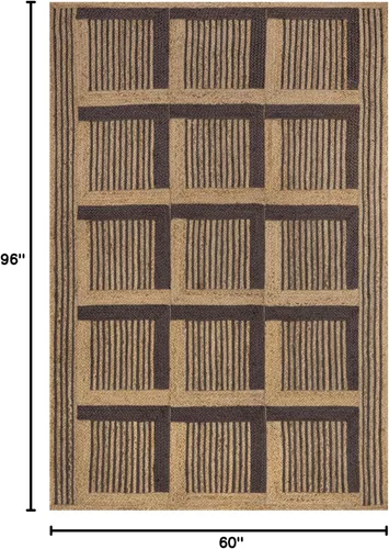 Vista 2 de nuLOOM Aletta - Alfombra geométrica de yute de 5 x 8 pies para comedor, alfombra neutra, alfombra para sala de estar, cocina, color natural