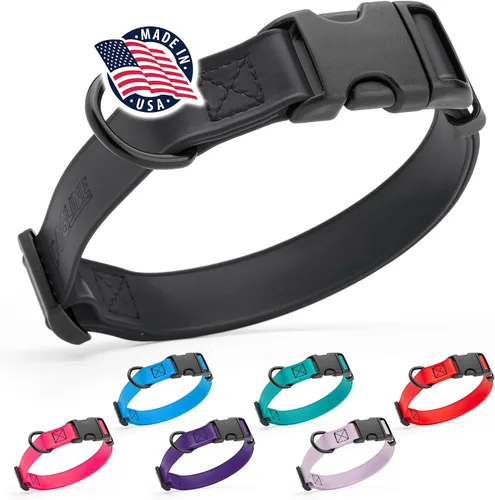 Vista 44 de Dogline Biothane - Collar impermeable para perro con hebilla de liberación rápida, resistente cincha de nailon recubierta con resistente y a prueba