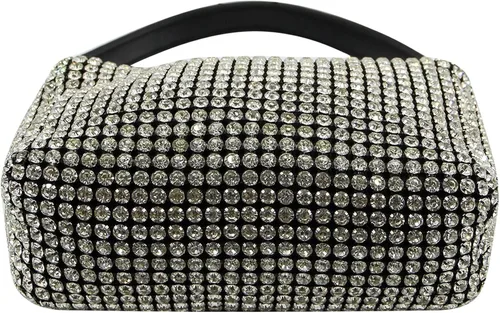 Vista 5 de RARITYUS Bolso de noche para mujer con forma de rosa de satén sedoso con elegante asa de metal para fiesta boda