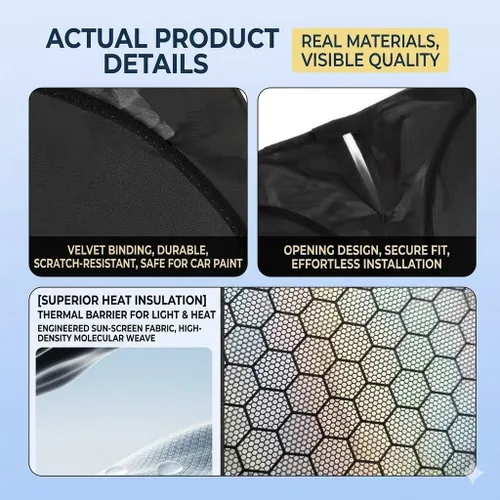 Vista 4 de Automotive Windshield Sun Shade for Honda HR-V 2023 2024 2025 2026, Front Window Heat Blocker Graphene Cooling Rays Reflector Opaque Foldable,M