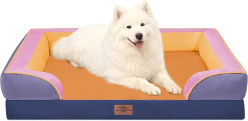 Vista 215 de Comfort Expression - Cama ortopédica para perros medianos, 28 x 19 pulgadas, cama impermeable y de apoyo de espuma con cojines removibles, sofá
