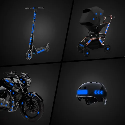 Vista 7 de LOOM Pegatinas reflectantes 67 piezas de brillante azul Pegatinas reflectantes para casco, bicicleta, motocicleta, casco de protección