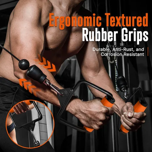 Vista 6 de SQUATZDouble D Row Handle Cable Attachment - Non-Slip Handles for Weight Workout with 360 Degree Rotational Knuckle