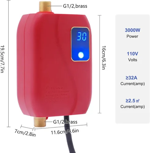Vista 2 de Mini calentador de agua, calentador de agua caliente sin tanque eléctrico instantáneo de 110 V, calentador de agua caliente eléctrico para cocina