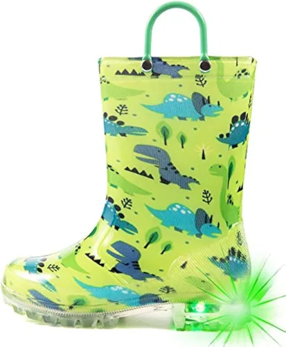 Vista 15 de HugRain - Botas de lluvia con luces para niños pequeños Cosmos Negro