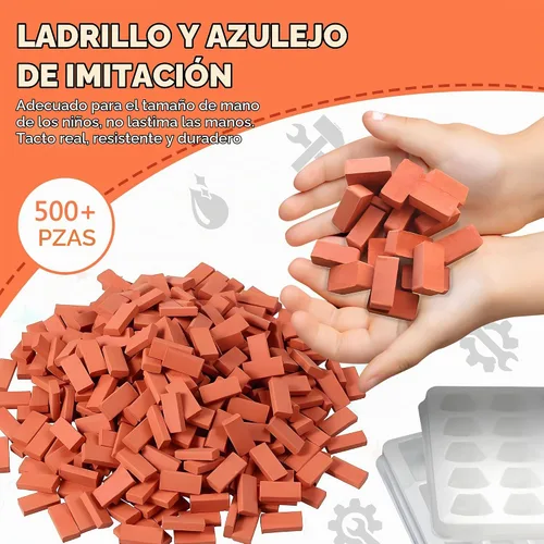 Vista 5 de Knight Bricklayer - Juego de construcción de ladrillo y mortero de arcilla, mini ladrillos y bloques de cemento, kit de mini casa de bricolaje