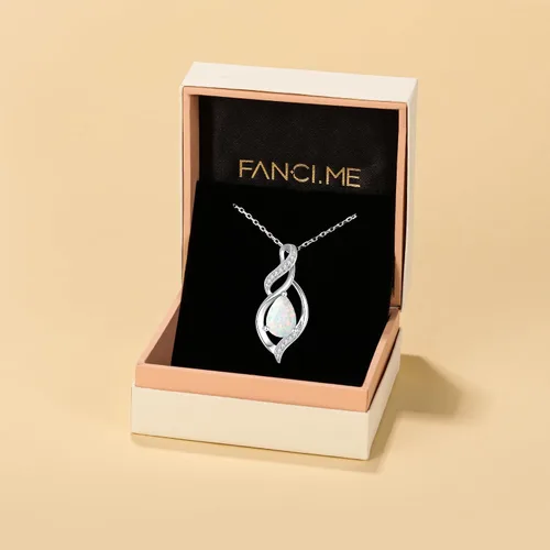 Vista 7 de FANCIME Collar de piedra natal para mujer, regalo de cumpleaños para ella 10 - Ópalo