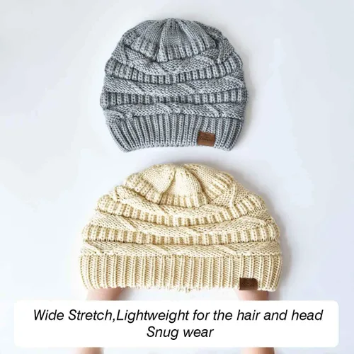 Vista 3 de Somaler Gorro de punto para mujer de gran tamaño grueso para invierno gorro de esquí