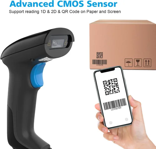 Vista 3 de REALINN Escáner de código de barras USB 2D QR con cable, lector de código de mano automático a prueba de polvo, impermeable, a prueba de golpes