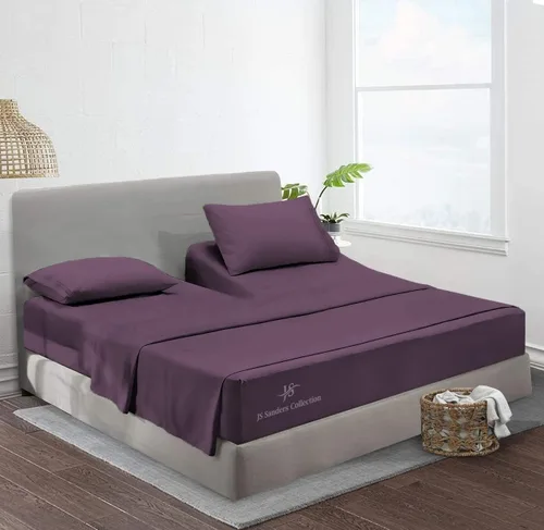 Vista 22 de JS Sanders Collection Juego de sábanas tamaño Queen de cabeza dividida – 34 pulgadas de cabeza flexible dividida – 100% algodón, 600 hilos – Juego