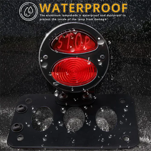 Vista 7 de Rich Choices Luces traseras de motocicleta con soporte lateral para placa de matrícula, luces de freno integradas, luz de parada impermeable