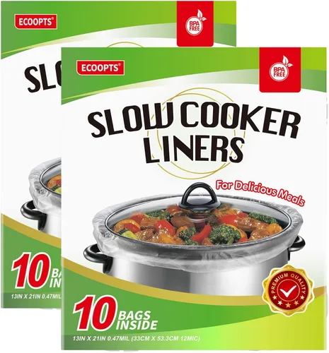 Vista 8 de ECOOPTS Bolsas de cocina desechables para olla de cocción lenta, forros para ollas de gran tamaño para ollas de 4 a 8.5 cuartos de galón, adecuadas