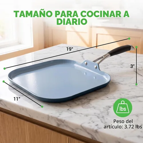 Vista 2 de NutriChef 11-Inch Square Griddle Pan Nonstick with Induction Base