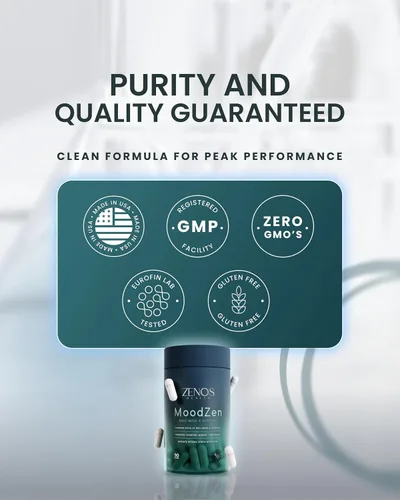 Vista 6 de Zenos Health MoodZen - Suplemento reductor de cortisol y apoyo para el estado de ánimo, potente suplemento de enfoque, fórmula natural para mejorar