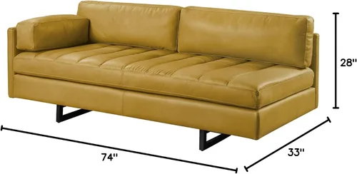 Vista 3 de Acme Sofá Radia con almohada en piel de grano superior de cúrcuma amarilla