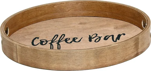 Vista 33 de Elegant Designs HG2013-GBL Bandeja de Servir Redonda de Madera Decorativa de Navidad de 13.75'' con Asas, Verde Believe Lavado verde "Believe