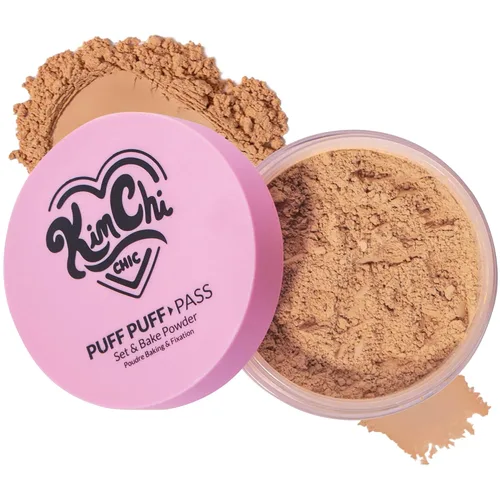 Vista 20 de KimChi Chic Beauty Puff Pass - Polvo fijador y sellador con la técnica baking, polvo suelto con borla extraesponjosa, maquillaje facial marrón suave
