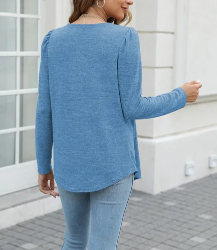Vista 2 de BEUFRI Sudaderas para mujer, cuello redondo, manga larga, túnica para leggings